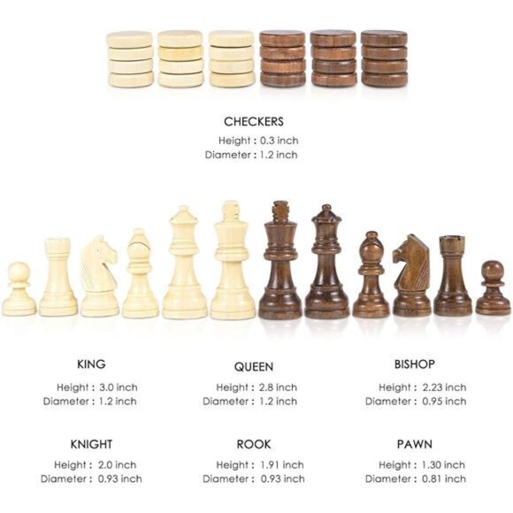 Magnetic Wooden Chess and Checkers Game Set, 15 Inches Chess Board Games - Picture 6 of 7